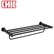 《CHIC 喜客》304不鏽鋼 電鍍消光黑 置衣平台架 196.1160 雙層置物毛巾架 專業外銷品牌【免運費】