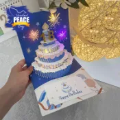 💘痘痘媽雜貨大批發💘生日賀卡立體創意diy高級感手工紙雕禮物祝福定製音樂放煙花卡片