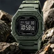 【CASIO 卡西歐】W-218H-3B 防水50米 數位方塊粉彩電子錶(當兵 學生 運動  錶殼約4.3公分)