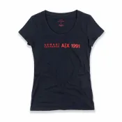 美國百分百【Armani Exchange】T恤 AX 短袖 大圓領 logo 上衣 T-shirt 深藍 女 I428