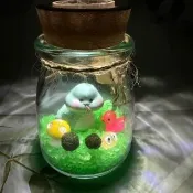 【A-ONE 匯旺】十二生肖 蛇 微景觀綠藻球水草盆栽 含2顆綠藻 白光LED 150ml布丁杯 DIY綠意生活瓶