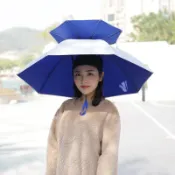 協貿國際日用品生活2館 兒童成人遮陽頭傘帽雙層防曬頭戴式防雨釣魚傘晴雨傘大人折疊斗笠
