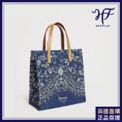 【HF】Harrods英國代購 正品 哈洛德 2026新款 燙金Logo蝴蝶花卉圖騰手提包 上班辦公通勤皮革手提包