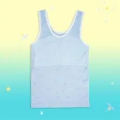 【annypepe】成長內衣 長版背心型 奧地利天絲 QQ 洞洞緹花 星辰-紫藍130-165(成長型內衣 少女內衣)