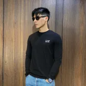 美國百分百【全新真品】Emporio Armani 長袖上衣 棉質 薄T EA7 上衣 T-shirt 黑色 CD44