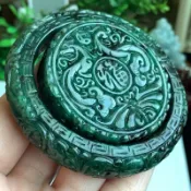 天然a貨緬甸玉翡翠花青滿綠飄烏雞老翡翠手鐲套組