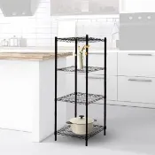 【KIWISH】台灣製46X40X120質感黑四層架 六分管徑 整體耐重200kg(廚房架鐵架/收納架/層架/鐵力士架/置物架)