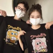 【情侶t】超火情侶裝 純棉情侶裝 情侶裝短袖 情侶衣服 短袖t恤 純棉t恤 海綿寶寶 派大星roora夏季高級感上衣