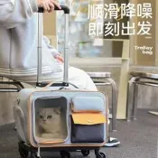 彩色收音機造型便攜寵物外出拉桿箱 狗狗拉桿行李箱 靜音萬向輪貓狗外出籠 貓包 小型犬狗狗包 高顏值防應激貓咪揹包
