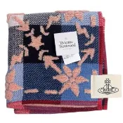 【Vivienne Westwood】深淺格紋底圖花朵&箭頭繡花純棉小方巾(多彩)