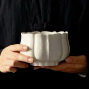 「蝦皮嚴選」草木灰日式陶瓷建水茶道配件家用廢水缸收納菸灰花型水盂擺件%