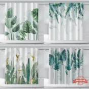 連盛 【贈掛鉤】浴簾 北歐ins風綠植 印花浴室簾 數碼印花滌綸 防水浴簾 加厚防霉 衛生間 洗澡隔斷簾 遮光