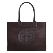 TORY BURCH 品牌大LOGO尼龍托特包(深咖 小款)