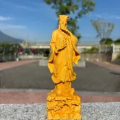 【臺灣發貨】黃楊木雕孔明諸葛亮擺件實木工藝品家居客廳書房老師送禮