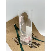C現貨 韓國星巴克櫻花粉紅色透明玻璃杯414ml C2020007