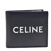 【CELINE】經典品牌字母LOGO平滑小牛皮摺疊零錢袋短夾(黑色10C873DME.38SI)