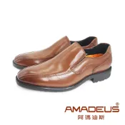 米蘭皮鞋Milano AMADEUS(男)小牛皮超輕量3E寬楦休閒直套皮鞋 男鞋-棕色