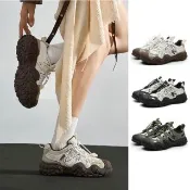 【J&H collection】韓系百搭無鞋帶質感增高懶人鞋 休閒鞋(白棕色 / 白黑色 / 黑綠色)