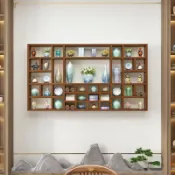 未來屋 【實木多寶格】壁掛置物架 牆上收納架 展示架 博古架 格子架 茶壺架 茶杯架 手辦架 多功能收納櫃 復古設計 節省空間