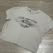 H&M 灰色修身短版上衣