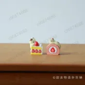 ⭐木示工廠⭐日式草莓蛋糕貓咪ins可愛少女心治癒系辦公桌面解壓裝飾擺件禮物⭐