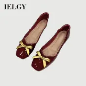IELGY 2026 女款夏季新款法式淺底平底鞋配溫柔蝴蝶結一腳蹬樂福鞋