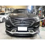 現貨 現代 SANTA FE 競速版 水轉印卡夢黑 前下巴 前鏟 前定風翼 前擾流板 下擾流板 保險桿 改裝下巴 通用下