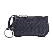 【BOTTEGA VENETA 寶緹嘉】經典編織皮革拉鍊零錢/鑰匙包(黑色131232-V3UN1-8803)