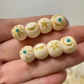 象牙果鵰刻日月星辰一套DIY菩提果手串超萌可愛配飾手持配件男女 XKZG