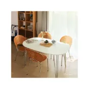 (店+)桌子 實木桌 客廳桌子 椅子 餐桌 桌椅 白色實木餐桌ins小戶型中古橢圓形飯桌簡約設計師工作電腦桌