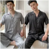 米蘭精品-奇珍館 現貨+預購 男冰絲睡衣絲質居家睡衣套裝緞面絲綢薄款短袖睡衣睡褲(家居服兩件式男睡衣15款b6a6 A)