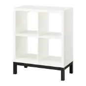 【IKEA 宜家家居】KALLAX 層架組合附底架, 白色/黑色, 77x94 公分