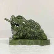 (店+)【御古齋】天然 河南玉 咬錢三腳蟾蜍 大蟾蜍 招財進寶 轉錢賺錢 店面 居家 風水開運擺件-大隻賣場 0714