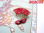 AEACOS@古董 古著 vintage retro MODs 鮮紅琺瑯 歌劇  扇子 神秘面具 金屬 別針胸針