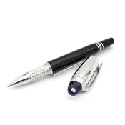 【MONTBLANC 萬寶龍】Starwalker 藍色星球 金屬銀蓋黑桿鋼珠/細字筆 118872(漂浮 星際行者 旅者 簽字筆)