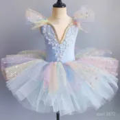 🔥新品暢銷🔥 新款六一女童芭蕾舞裙兒童蓬蓬裙演出服幼兒公主紗裙天鵝湖舞蹈服 ZXJU