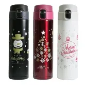 【APEX】聖誕禮物304不鏽鋼彈蓋保溫杯450ml(夜色黑/聖誕紅/珍珠白)