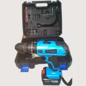(店+)智玉科技有限公司/鋰電電鑽 Plessey/鐵拳 21V _雙電池  震動衝擊電鑽 附塑盒 鑽頭套筒拋光組 充電電鑽/電動起子/電動工具 保固半年