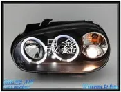 《晟鑫》全新 VW GOLF MK4 四代 LED燈眉 98 99 00 01 02 03 魚眼 黑底 雙光圈 大燈一對