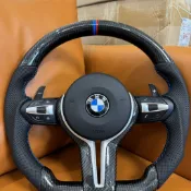 BMW丁字褲碳纖維盤 BMW升級方向盤 帶安全氣囊 X1X3X5方向盤 F30F10方向盤 碳纖維平底盤 原廠直上方向盤