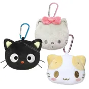 小禮堂 Sanrio 三麗鷗 絨毛大臉收納包 (大臉款) 巧克貓 Nya Ni Nyu Ne Nyon 棉花糖貓