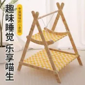 寵物用品 實木寵物貓吊床 貓鞦韆吊床 小型寵物高架床雙層秋搖搖椅爆款