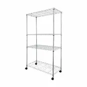 【IRON BUREAU 鐵物局】91X46X180cm四層架-贈尼龍輪100%MIT(電鍍銀/烤漆黑-收納層架/展示架/貨架)