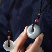 【KT DADA】包包 項鍊 和田玉 烟紫玉 玉項鍊 平安扣項鍊 玉石項鍊 平安項鍊 吊墜項鍊 飾品