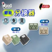 【電精靈】台灣製《最新安規》節能壁插分接器 1開1插 2開2插 壁插 防火PC材質 BSMI字號53672 戶外露營用