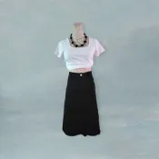 *♡*正韓/黑色/側邊洞洞穿繩長裙/26吋半-29吋腰/近全新/二手《Anna的百寶箱》A02