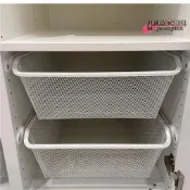 【臺灣現貨】康普蒙網籃附拉出式掛杆衣櫃白色衣服儲物收納籃抽屜拉籃