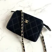 Chanel黑色水鑽絲絹包 側背包 斜背包 中古包 二手包 古董包 小包