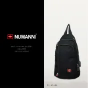 吉林皮飾批發旗艦館 73-6143A【NUMANNI 奴曼尼】全黑質感USB/耳機孔輕巧尼龍單肩包 (黑)