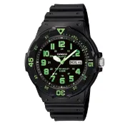 附發票 台灣卡西歐公司貨【時間光廊】CASIO 卡西歐 潛水錶 防水100M 星期/日期 MRW-200H-3B 綠色